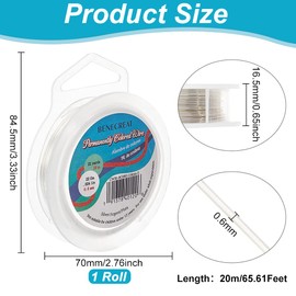 BENECREAT 22-Gauge Tarnish Resistant Silver Coil Wire, 66-Feet/22-Yard