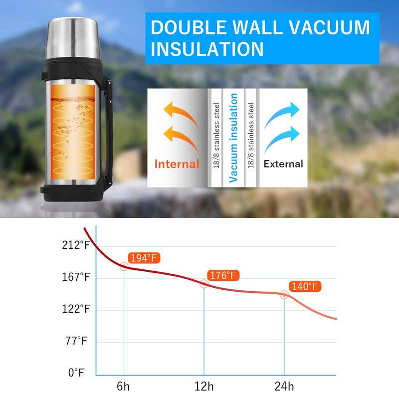 Vacuum Insulated Bottle Coffee Thermos,41 Ounce,Thermos for Hot Drinks,Keep Liquid