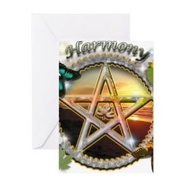 CafePress HARMONY PENTACLE LG Folded Greeting Card Glossy