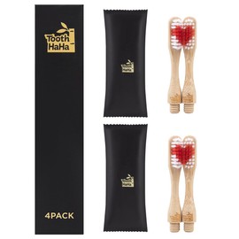 Tooth HaHa Replacement Toothbrush Heads, 4 Biodegradable Bamboo Replacement Heads, BPA-Free Soft Bristles, Plant-Based Microplastic-Free Toothbrush Heads