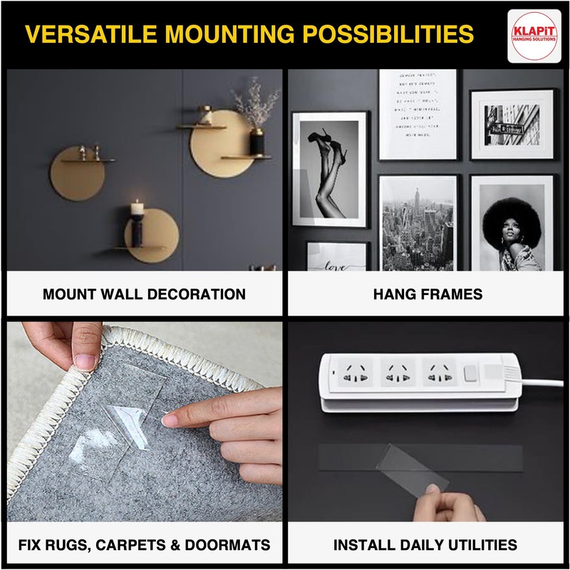 KLAPiT Super Tape Clear Double-Sided Heavy Duty Mounting Tape -