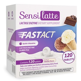 SENSI LATTE Lactase Enzyme 120 Tablets Vanilla - 9.000 FCC - Sensilatte – Quick Dissolution – Helps with Digestive Comfort – Prati Donaduzzi