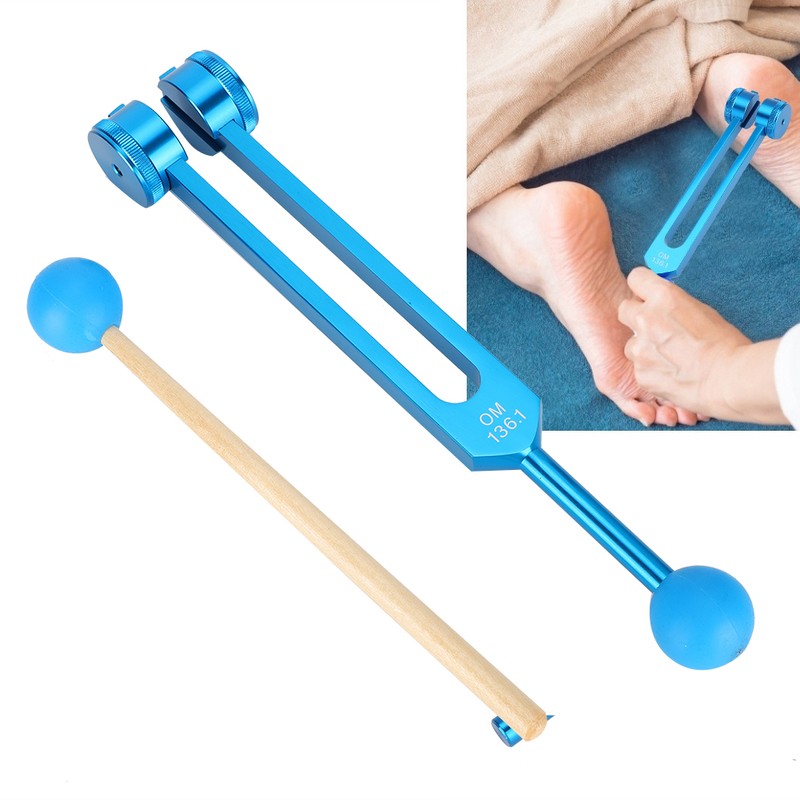 136.1HZ Aluminum Alloy Tuning Fork Wood Hammer Ball Sound Healing