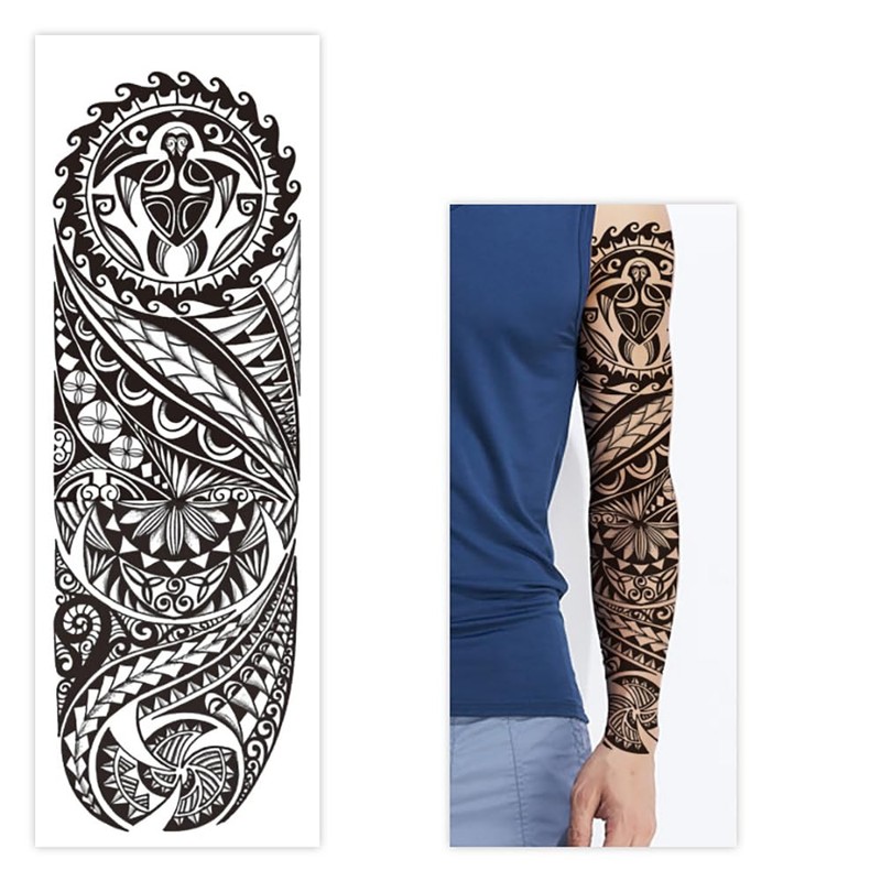 Fake Tribal Totem Temporary Sleeve Tattoos for Men Women,4-Sheet