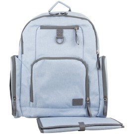 BODHI Baby Portable Diaper Changing Pad Diaper Changer Travel Bag, Changing Mat, Baby Changing Station, Infant Gift, Light Blue Chambray