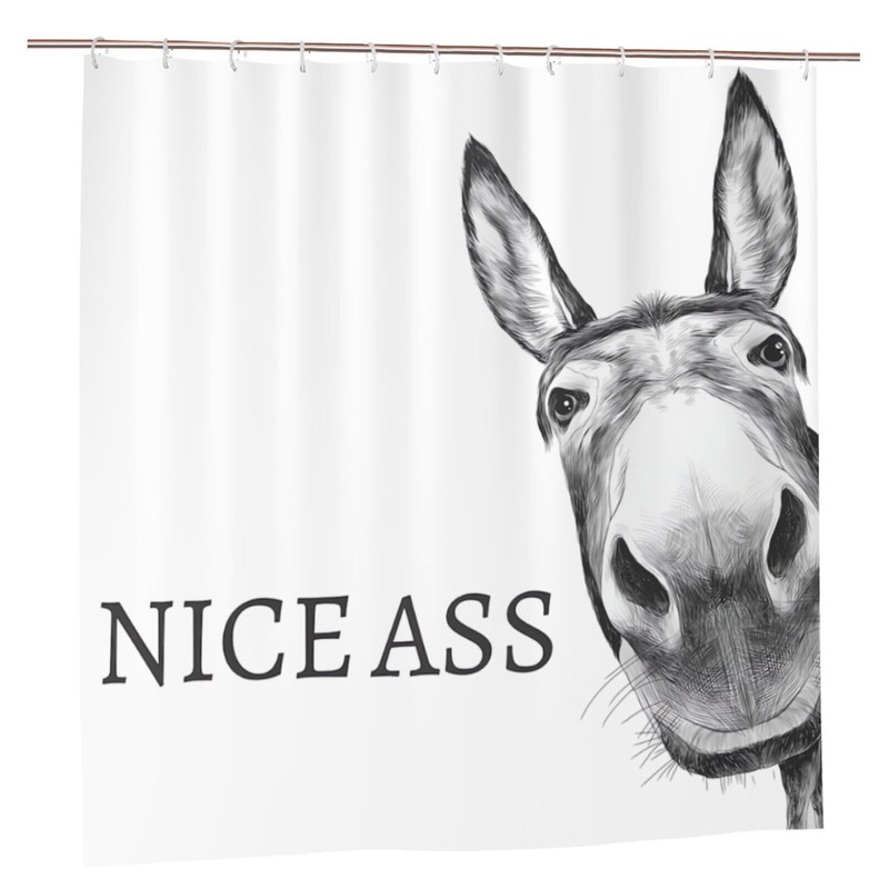 Mahrokh Funny Donkey Shower Curtain Waterproof Fabric Shower Curtain Set
