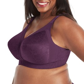 Playtex Women's 18 Hour Original Comfort Strap Full Coverage Bra US4693, Available in Single and 2-Packs, Plum Majestic, 44DD