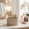 KINGFOM Makeup Brush Holder Organizer with Divider, PU Leather Vanity