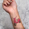 4 x 'Pink Scooter' Temporary Tattoos - Water Resistant, Skin-Safe,