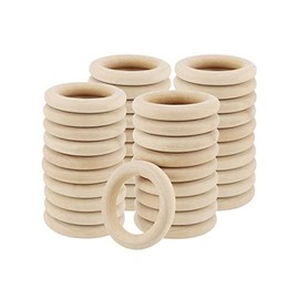 MAHAVIMOKSA 100pcs 35mm/1.38" Unfinished Wood Rings Wooden Ring for DIY Craft Macrame Projects (35mm)