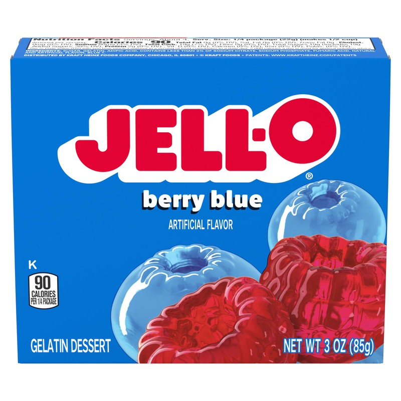 Jell-O Berry Blue Gelatin Dessert, 3 oz (4 Pack)