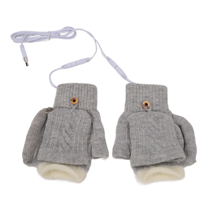 USB Heating Gloves Warm Cotton Full Finger and Half Fingerless