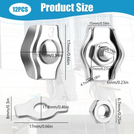 M3 Wire Rope Clamp, Pack of 12 Rope Clamps, 304 Stainless Steel Rope Clamps, Wire Clamp for 3 mm Steel Cable Wire Rope Washing Line Tensioner Awning Fixed
