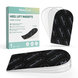 Heel Lift Inserts for Women Shoes - Welnove Adjustable Orthopedic Shoe Lifts for Uneven Legs - Gel Heel Inserts for Leg Length Discrepancy Heel Pain Heel Spur - Heel Wedge Pads (Black, S, 3 Layers)
