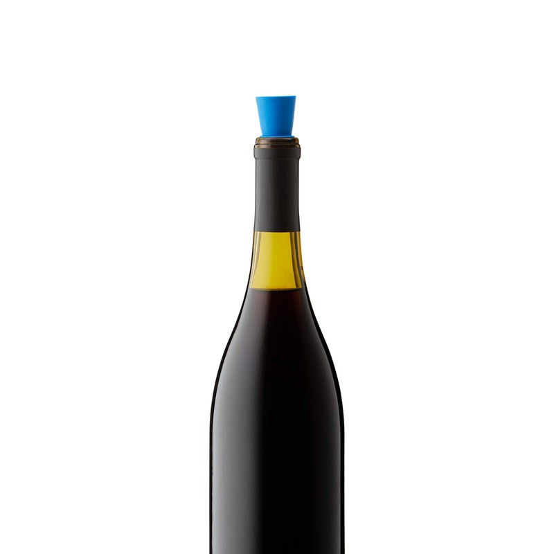 Rabbit Wine and Beverage Bottle Stoppers with Grip Top (Blue,