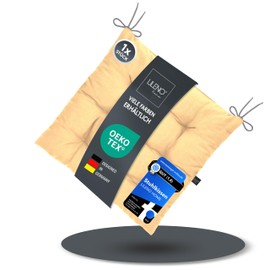 LILENO HOME Linda Fum Chair Cushion 01 Vanilla (40 x 40 x 6 cm) - Seat Cushion for Garden, Kitchen or Dining Room - UV-Resistant Indoor and Outdoor Chair Cushion as Chair Cushion (Set of 1)