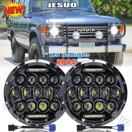 JESUO Pair 7inch Round Led Headlights For TOYOTA LAND CRUISER FJ40 FJ60 J80 1965-1985*