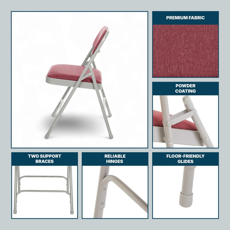 OEF Furnishings OEF2200 Series Heavy-Duty Premium Fabric Padded Upholstery Double-Hinged