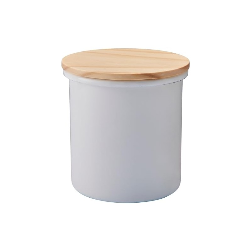 Enameled Pure Enamel Canister, White, Size: Approx. 4.2 inches (10.8