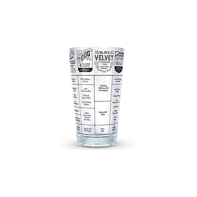 Genuine Fred Fred GOOD MEASURE Cocktail Recipe Glass, Hangover