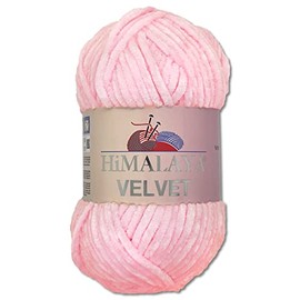 Wohnkult Himalaya 100 g Velvet Dolphin Wool, 40 Colours to Choose From, Chenille Knitting Yarn, Fluffy Yarn, Shiny Accessory, Clothing, Blankets (90003, Baby Pink)