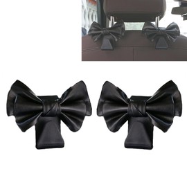2 Pack Car Purse Hooks, Cute Bow Vehicle Hooks for Purses and Bags, Automotive Purse Hook Hanger Interior Decoration Accessories (Black)