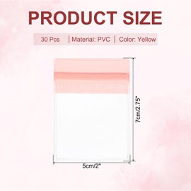 sourcing map 30pcs Clear PVC Jewelry Storage Bags Plastic, Zipper Jewelry Bags Small Plastic Bag for Rings Earrings Bracelet Storage and Sales Packaging, Pink (2 x 2.75 Inch)