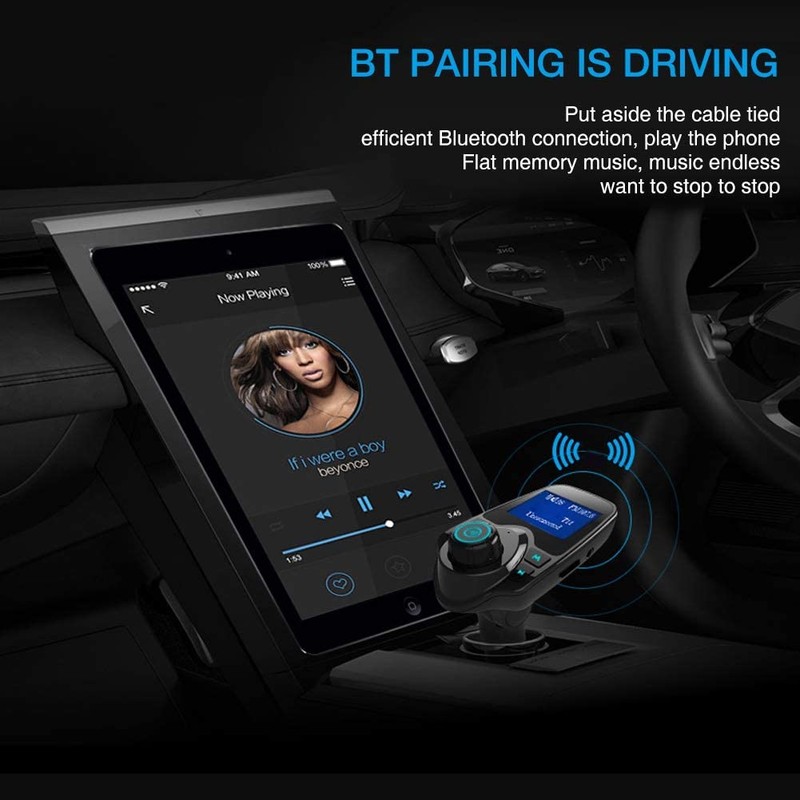 Yctze T11 Bluetooth-Freisprecheinrichtung, MP3-Player, FM-Transmitter, USB-Ladegerät Auto Ladegerät Zigarettenanzünder Auto