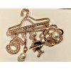 Fashion Jewelry Gold Tone Crystal Rhinestone Hanger Trendy Dangle Pin