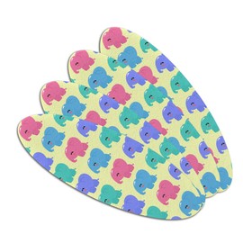 Cute Kawaii Baby Elephants Pattern Double-Sided Oval Nail File Emery Board Set 4 Pack