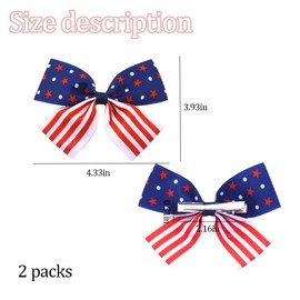 Patriotic Hair Bows for Girls American Flag Hair Clip for 4th of July Hair Accessories for Little Girls Independence Day Festive Hair Bows Barrettes for Long Short Hair, 2 PCS