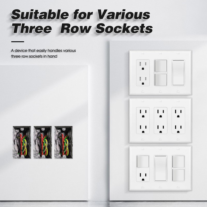 2 Pack Decorator Wall Plate Outlet Covers, Standard Size 3-Gang