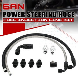 PQY 25Inch 6AN Power Steering Pump Hose Kit Compatible with Chevy C10 LS Swap Engine, High/Low Pressure Line with Leak-Proof Design Connect to GM Type II Power Steering Pump