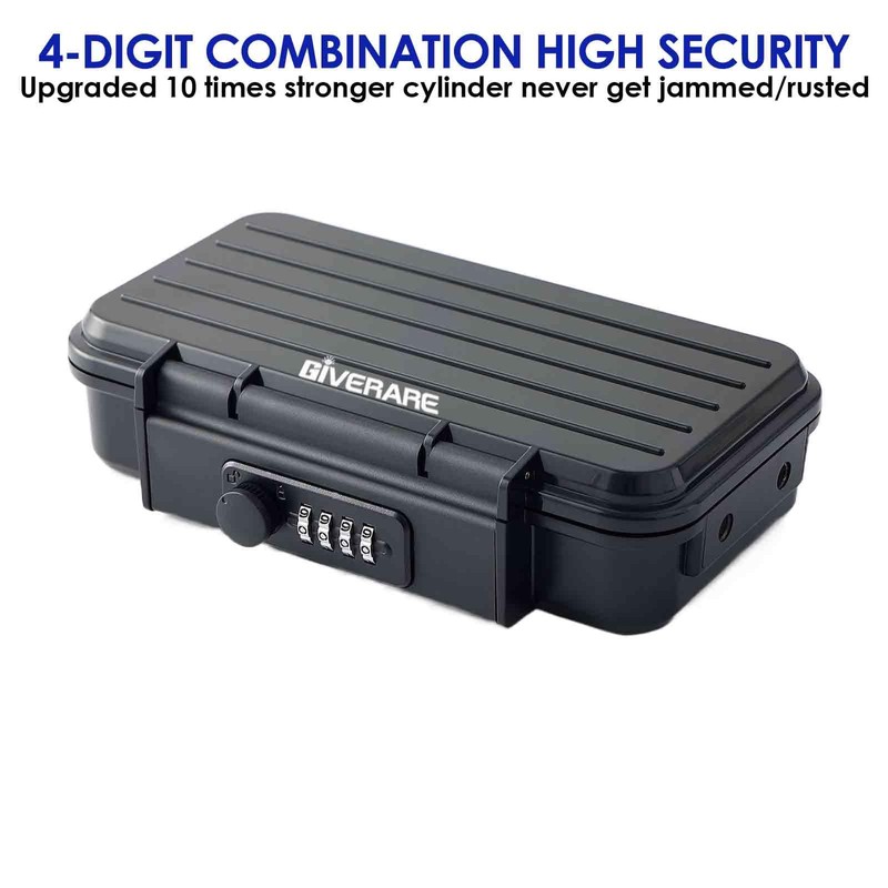 Portable Lock Box, 4-Digit Combination Safe Boxes with Detachable Cable,