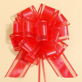 ZhXu Shuo 6 Pieces Large Pull Bows,6 inches,Bow for Gift Wrapping,Pull Bows for Christmas Party Birthday Gift Wedding Baskets,Valentine's Day Gift Decorations, Flower Decorations (Red)