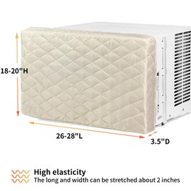 Homydom AC Cover Indoor, Air Conditioner Cover Inside AC Unit Cover Double Insulation Defender, High Elasticity, Light Yellow L-28"x 20"x 3.5"(L x H x D)…