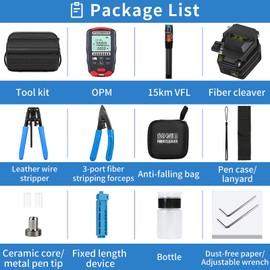 FTTH Tool kit with RJ45 Network Testing D7 Optical Power Meter -70~+10dBm with VFL 15KM for hot melt and Cold melt Welding Fiber Cleaver Fiber Optic Terminal Tool kit with Fiber Optic Stripper