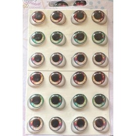 343-11: 24 Pcs (12 Pairs) 3D Resin Wiggle & Googly Eyes 11mm – Realistic Brown and Green– Self Adhesive for DIY Crafts, Clay, Polymer Clay, Sculptures, Cold Porcelain, Amigurumi, Scrapbooking