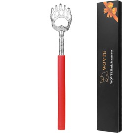 WOVTE Stretchable Portable Back Scratcher Stainless Steel Can Reach Itchy Spots Extends Up to Approx. 22.8 inches (58 cm) (Red)