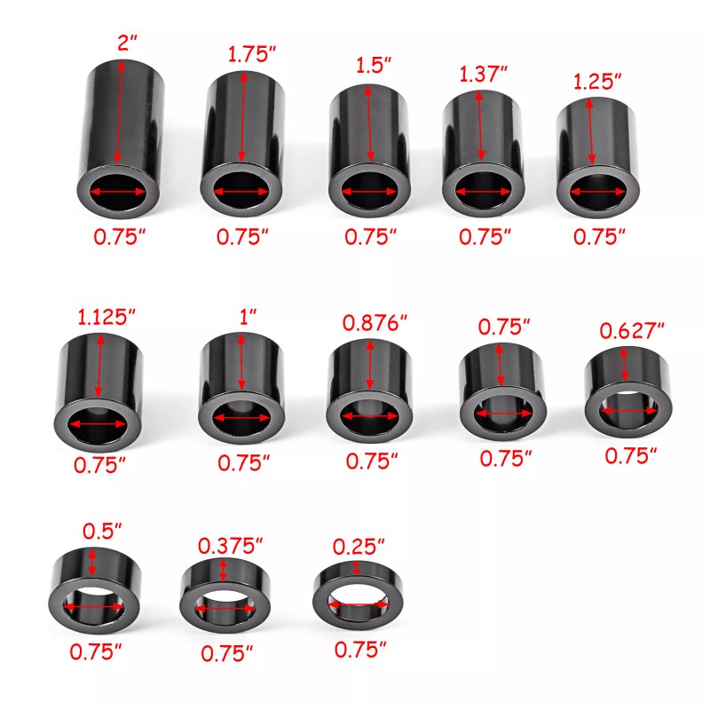 SI ID 3/4" OD 1 1/8" Wheel Axle Spacers Kit