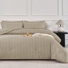 JELLYMONI King Comforter Set - Khaki Striped Tufted Bedding Sets,