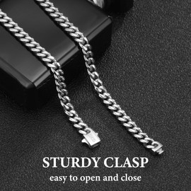KRZ Silver Chain Necklace for Men Chain for Mens Chain 5mm Cuban Link Chain for Men Jewelry Gifts for Him 22 Inch Chain