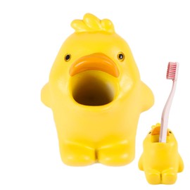 Cute Animal Toothbrush Holder - Duck Pen Pencil Holder,Mini Resin Freestanding Storage Base for Box Pen Brush Toothpick Desktop Storage Container, Washroom Office Organizer Accessories (Duckling)