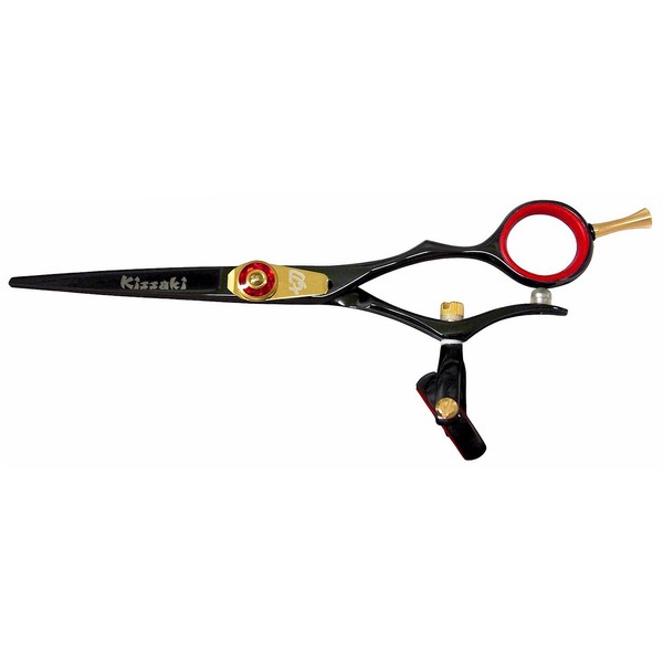 Kissaki Hair Scissors Gokatana 5.5 inches Double Swivel Black R Titanium Hair Cutting Shears