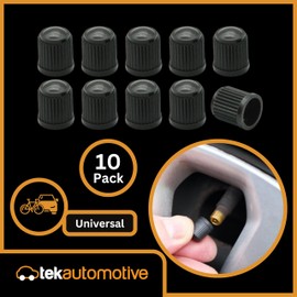 Tek Automotive 10 Pack Universal Plastic Tyre Valve Dust Caps – Black Car Tyre Valve Caps, Dust Caps for Car Tyres, Bikes, Motorcycles – Protects Valves from Dirt, Dust, Corrosion, and Air Leaks