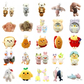Dtymm 5pcs Plush Animals Keychains, Cute Key Ring Decorations for Schoolbag, Backpack, Wallet, Phone