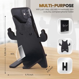 UFN HENRIK CUTOUT Black Cats Mobile Cellphone Stands, Wood Phone Stand for Desk, Cell Phone Holder Base for Office, for Women