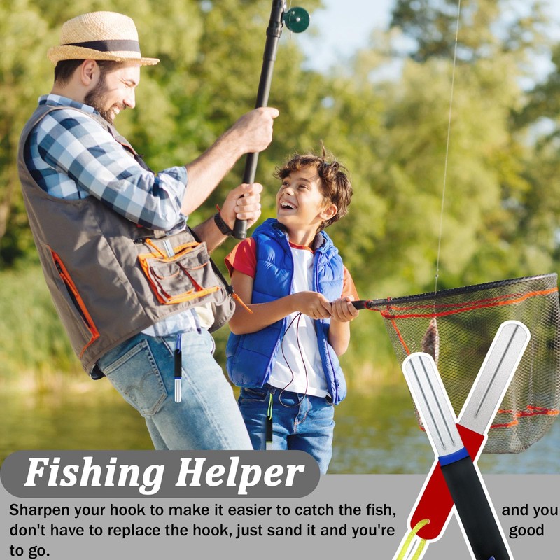 Realand 4 Pack Fishing Hook Sharpener, Double Sided Diamond Fish