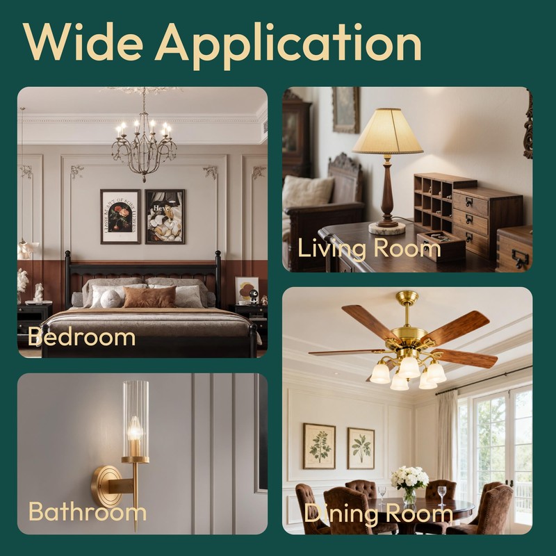 ALAMPEVER 6 Pack Chandelier Light Bulbs 100W Equivalent, 800LM E26