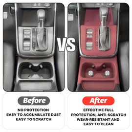 GCZCC Silicone Gear Shift Panel Trim Cover for CRV 2025 Accessories Anti-Scratch Center Console Water Cup Holder Wireless Charging Protector Pad Compatible with CR-V 2023 2024-Red